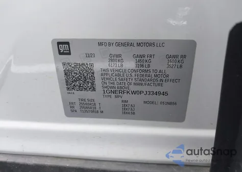 2023 Chevrolet Traverse Fwd Ls z USA, uszkodzony, nr VIN 1GNERFKW0PJ334945